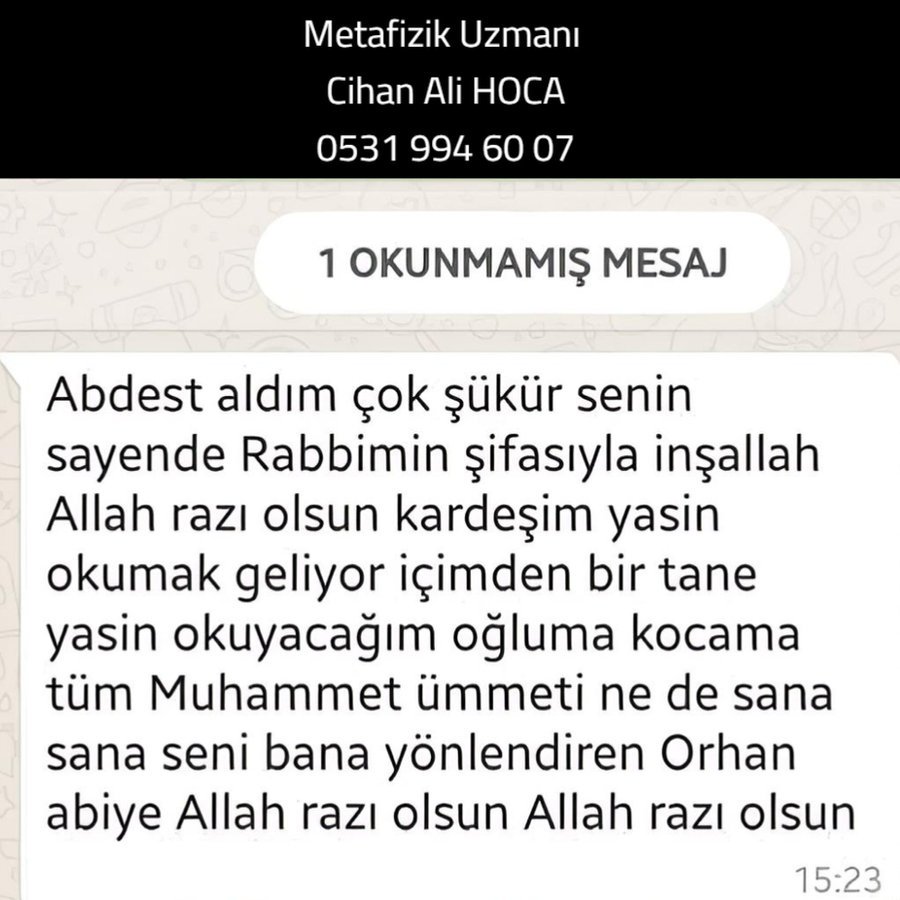 Danışan mesajı: Senin sayende Rabbimin şifasıyla