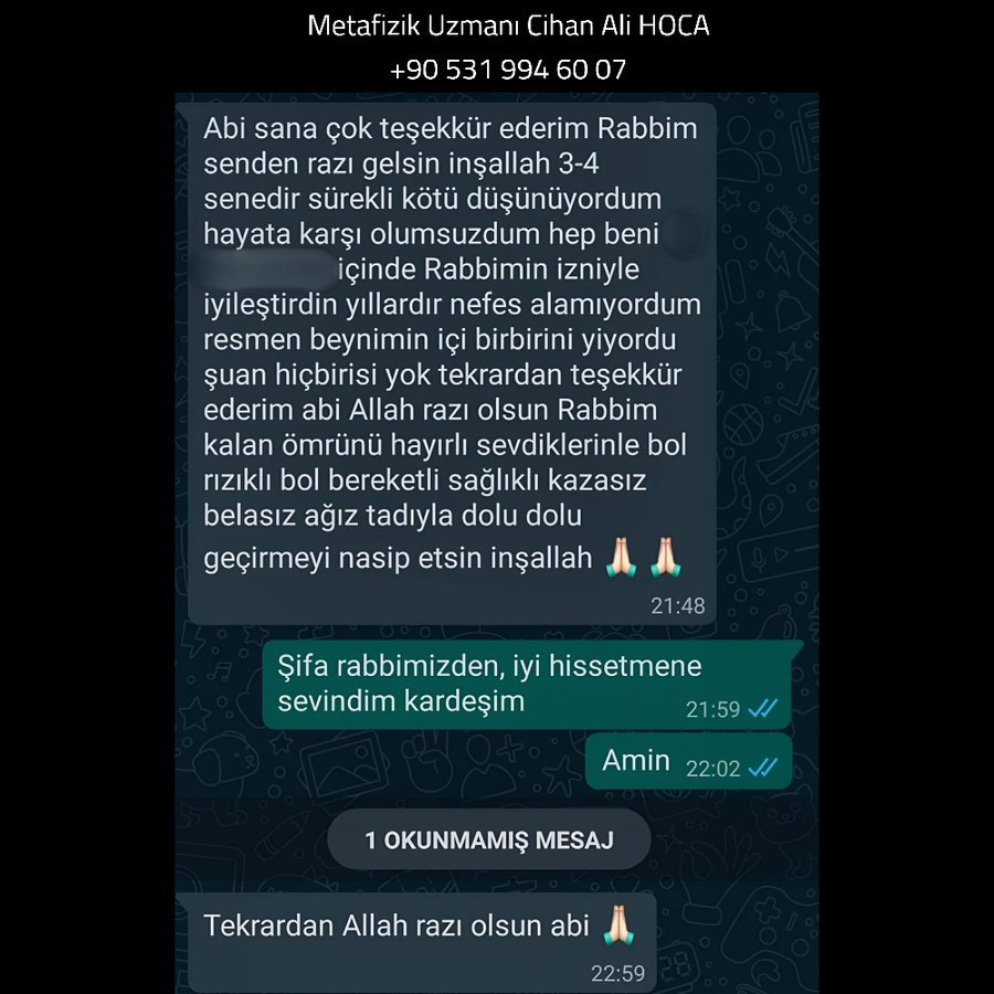 Danışan mesajı: Abi sana çok teşekkür ederim